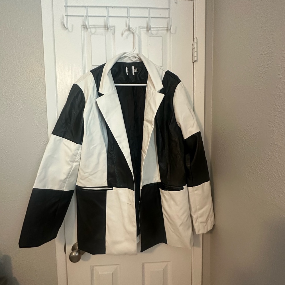Princess Polly block faux leather jacket